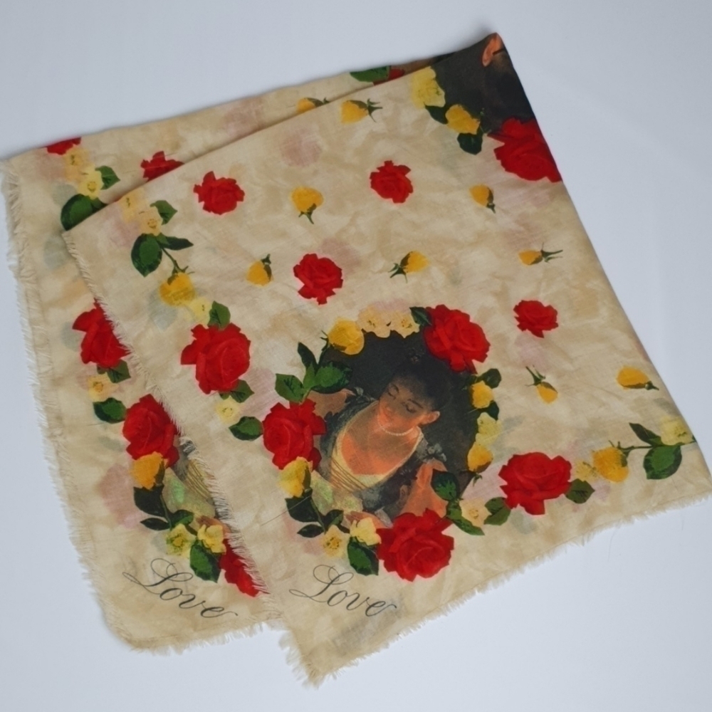 Vintage Rare Moschino Maxi Stole Floral Scarf